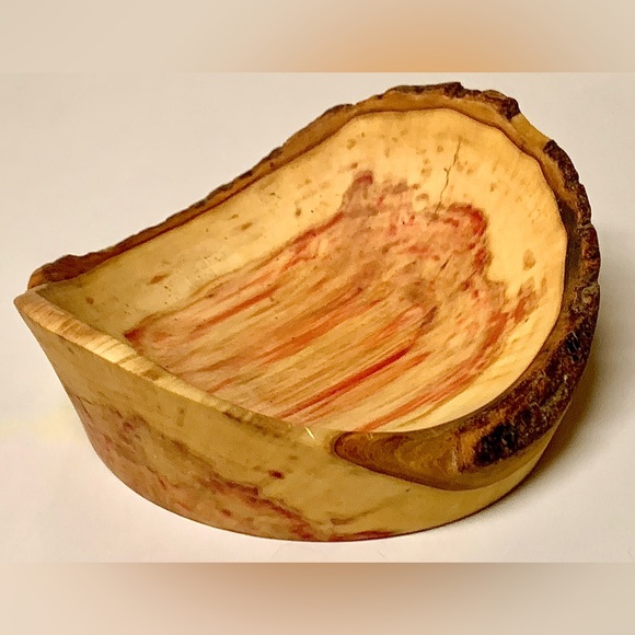 Hand Crafted Raw Edge Live Wood FLAMING BOX ELDER Bowl - Picture 5 of 16